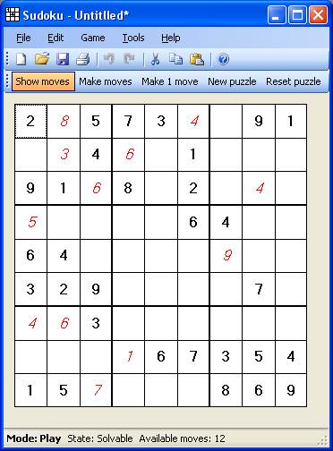 Sudoku screenshot